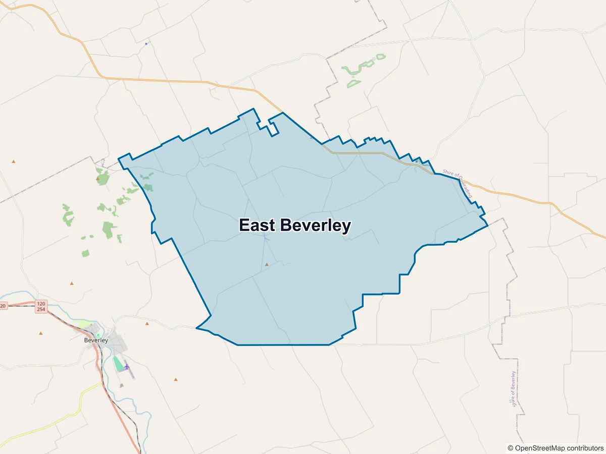 Map of East Beverley, WA, Australia