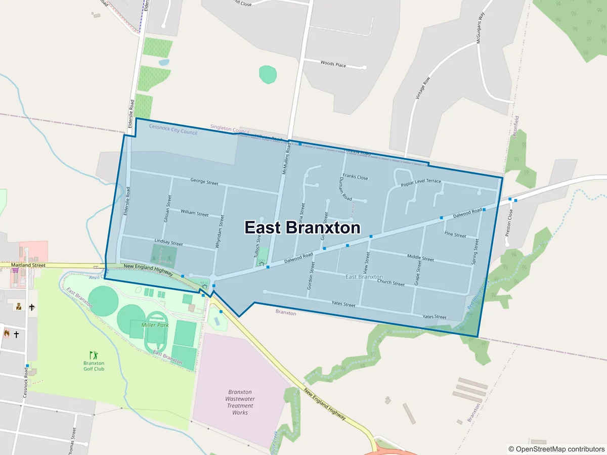 Map of East Branxton, NSW, Australia