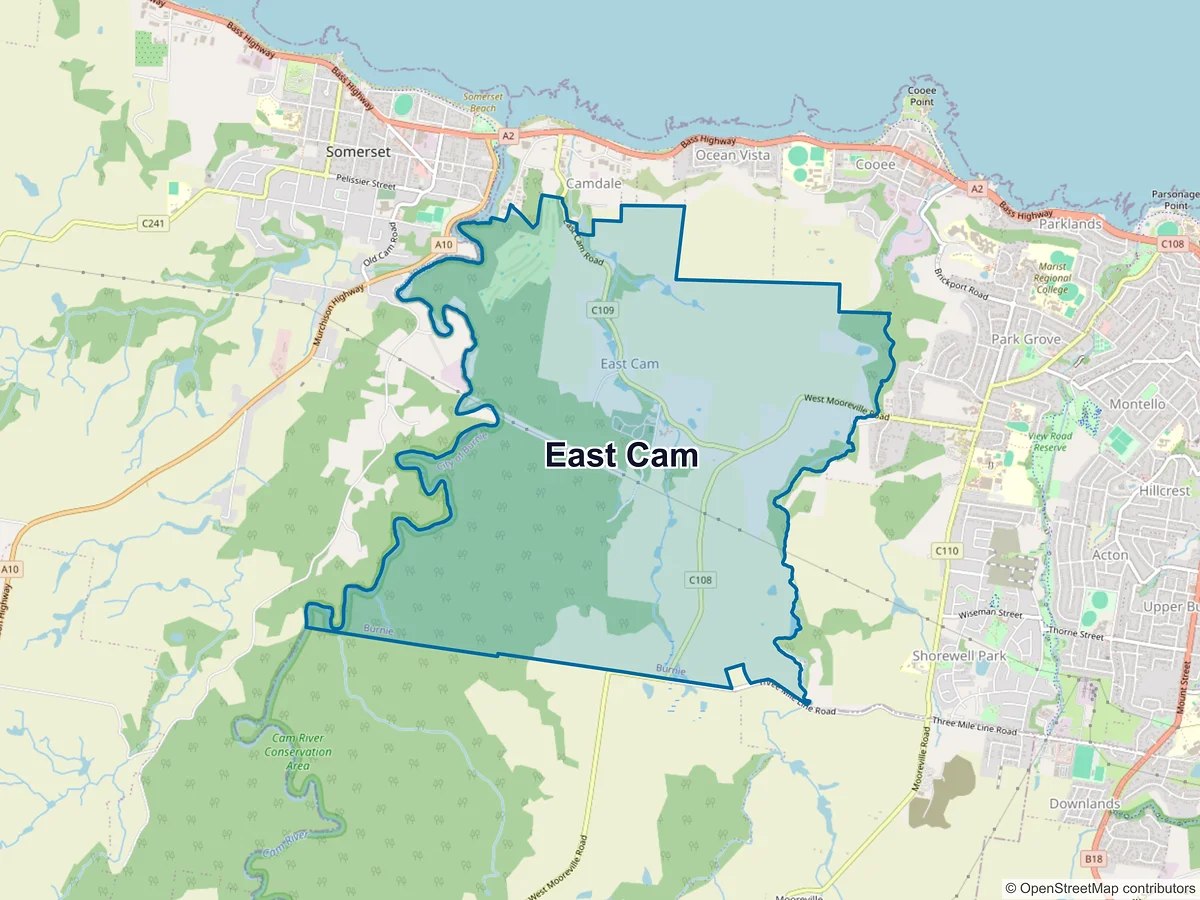 Map of East Cam, TAS, Australia