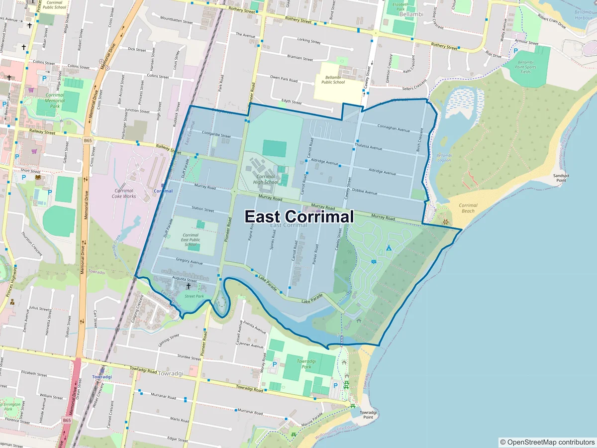 Map of East Corrimal, NSW, Australia