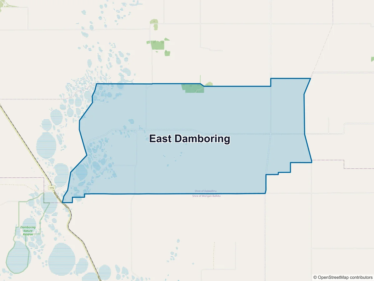 Map of East Damboring, WA, Australia
