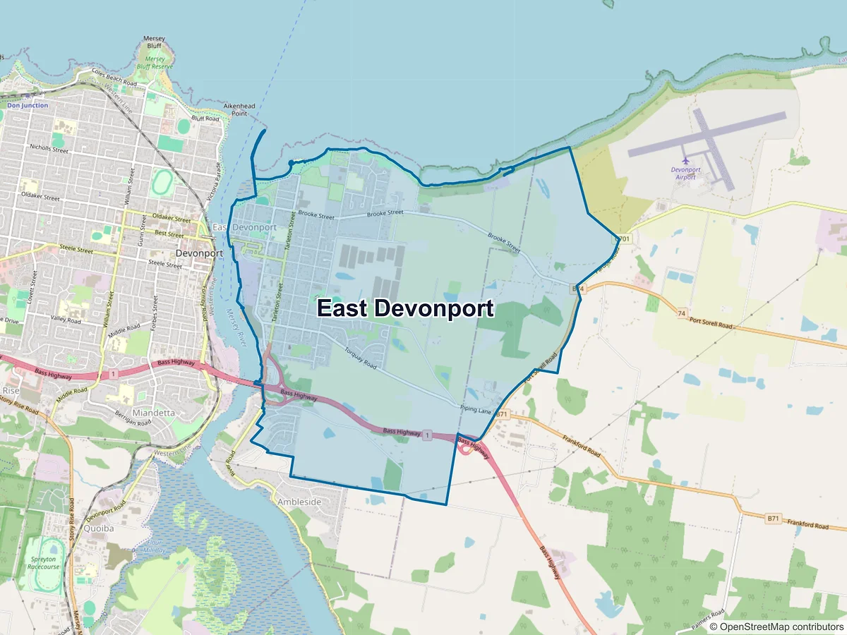 Map of East Devonport, TAS, Australia
