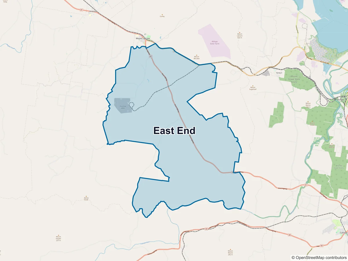 Map of East End, QLD, Australia
