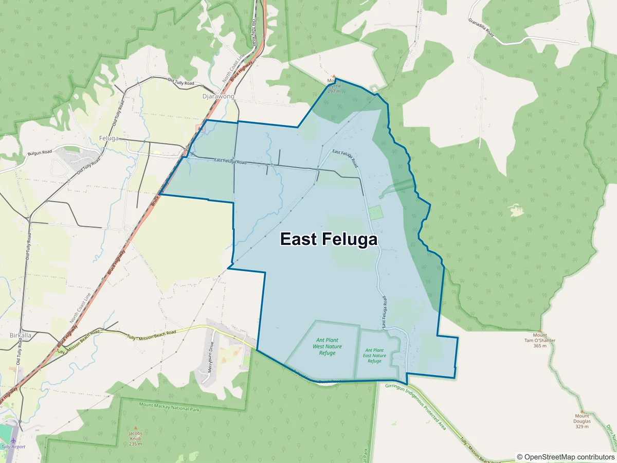 Map of East Feluga, QLD, Australia