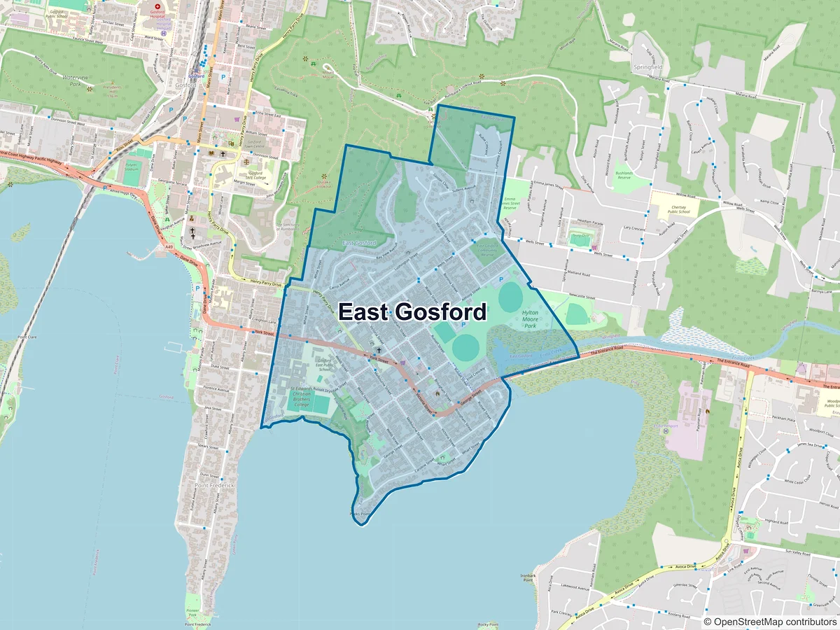 Map of East Gosford, NSW, Australia
