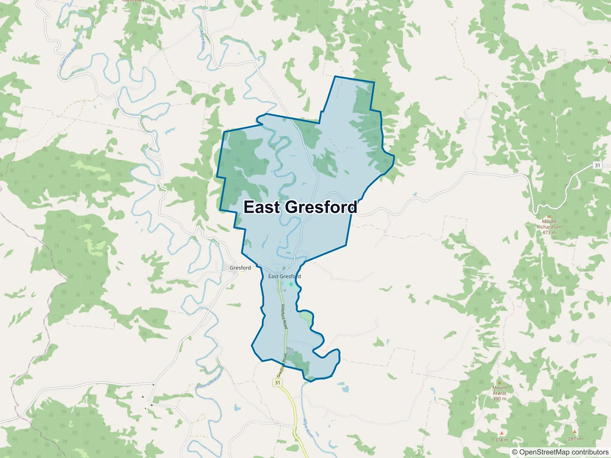 Map of East Gresford, NSW, Australia