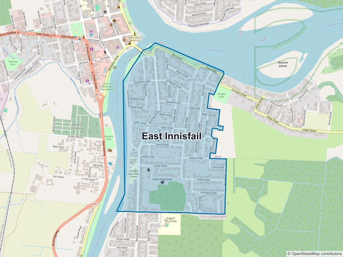 Map of East Innisfail, QLD, Australia