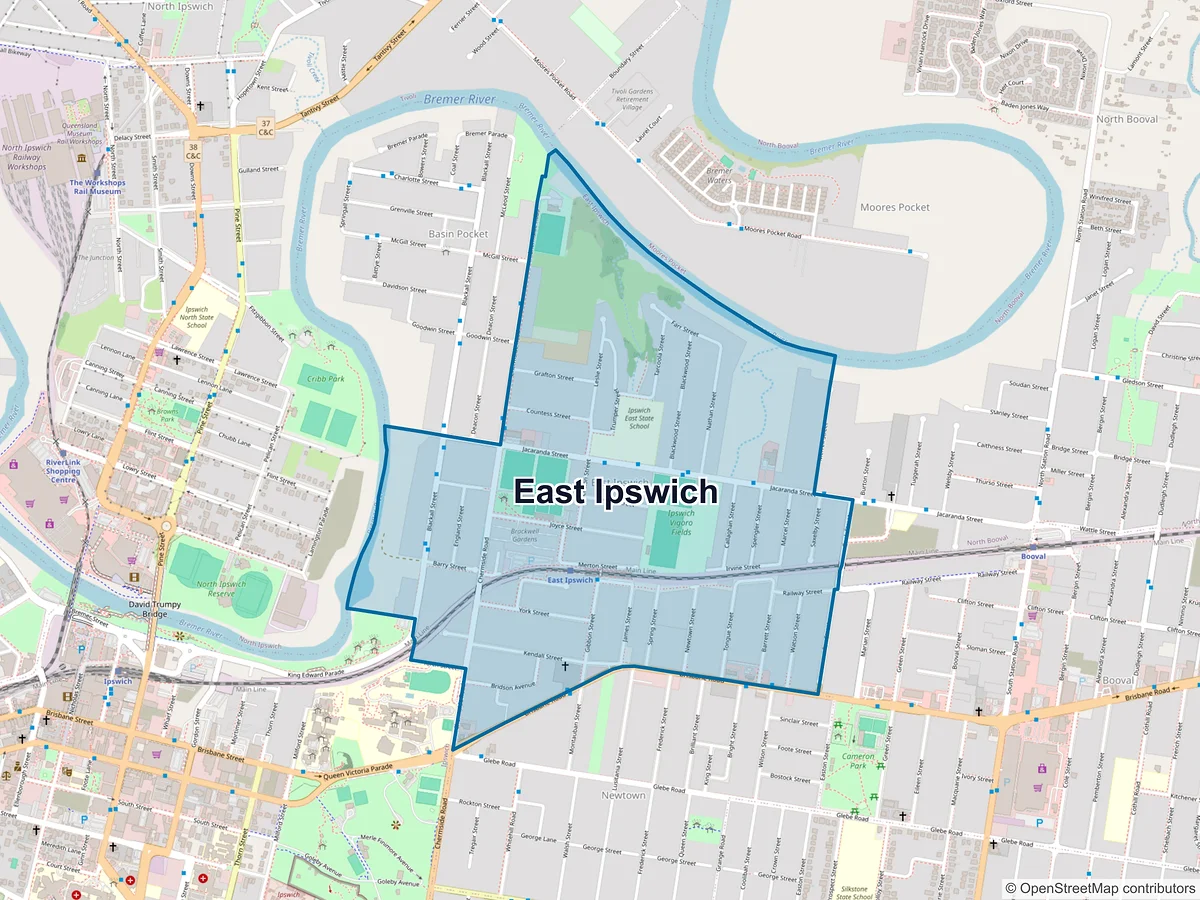 Map of East Ipswich, QLD, Australia