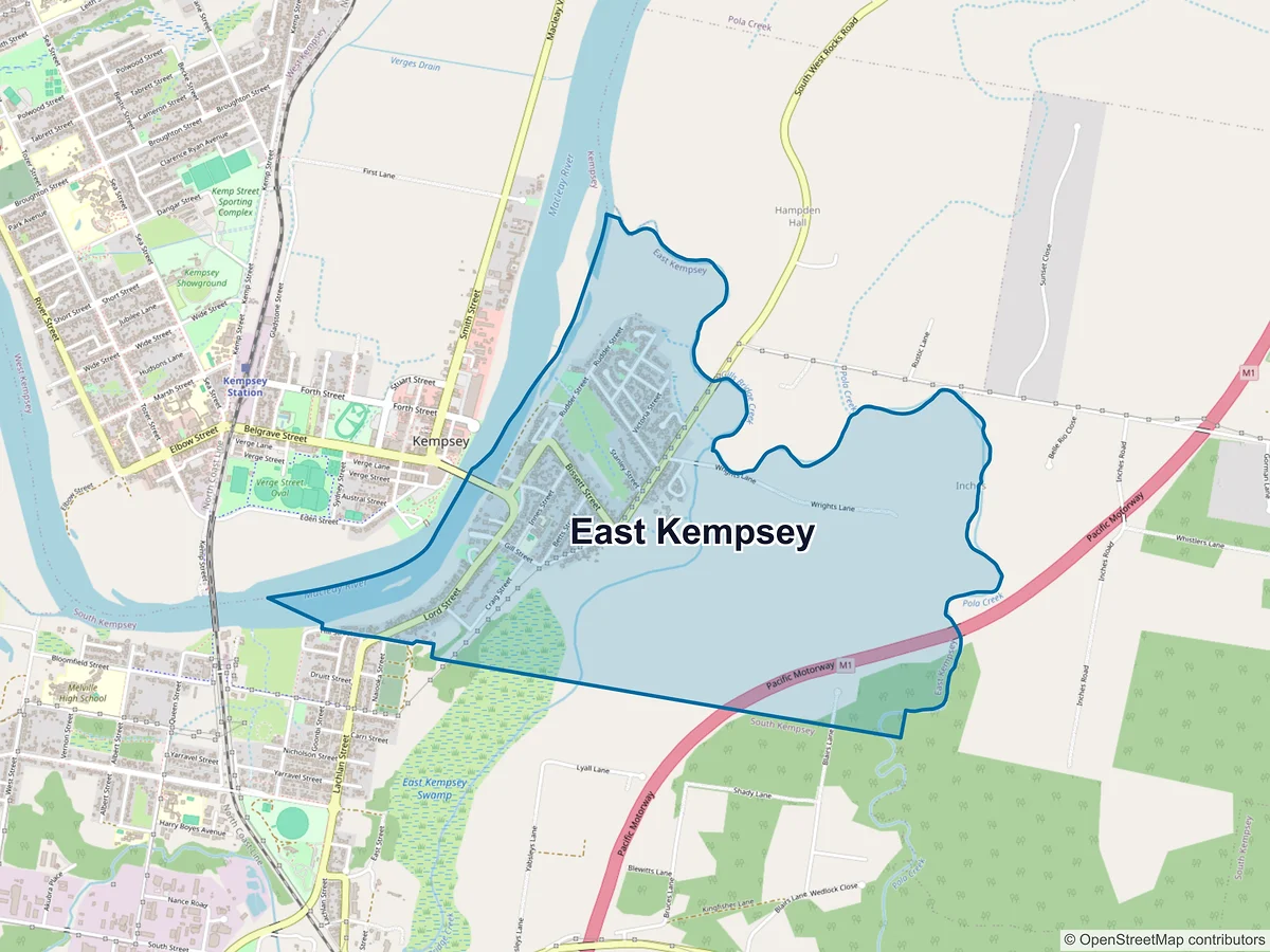 Map of East Kempsey, NSW, Australia
