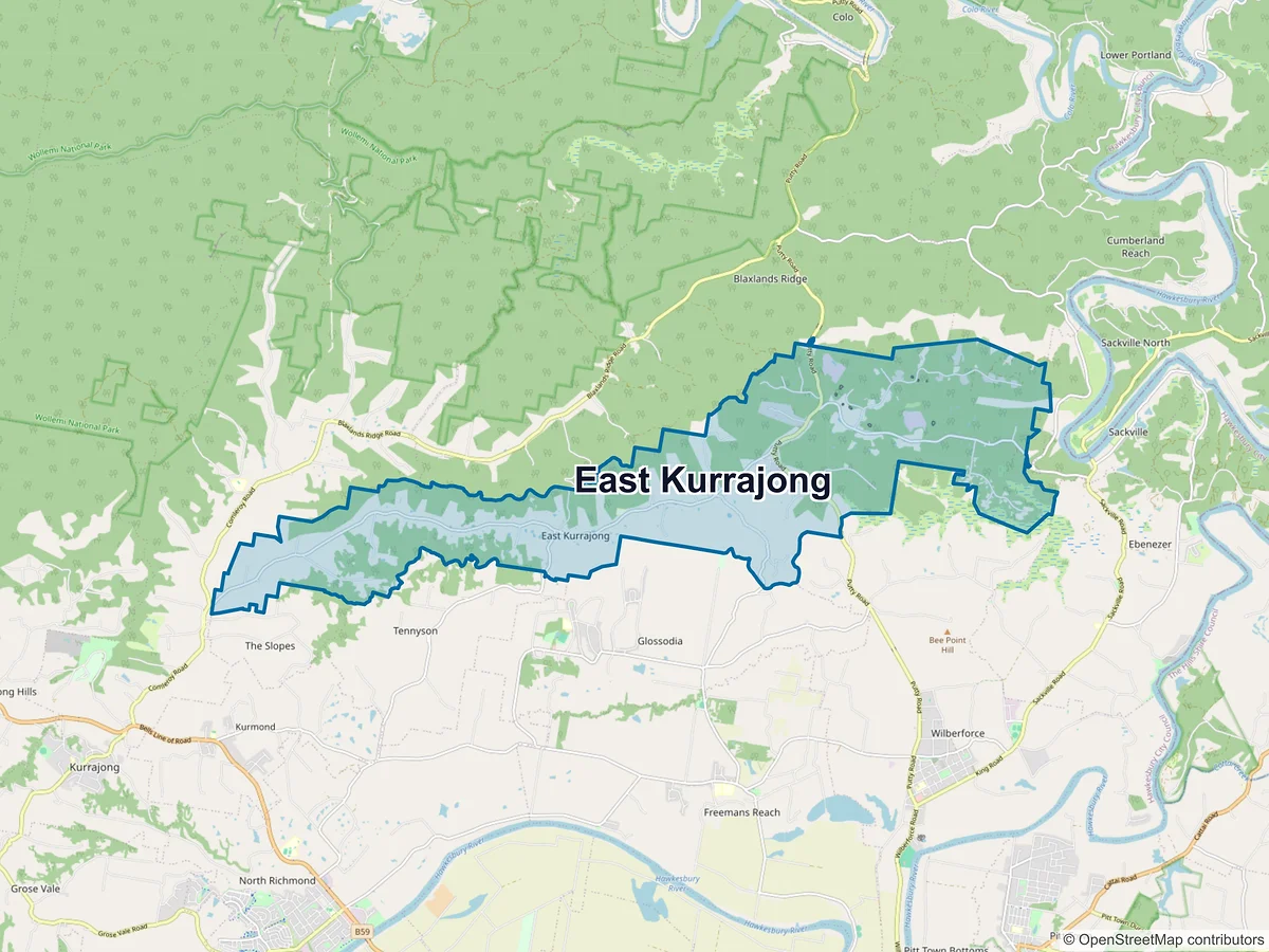 Map of East Kurrajong, NSW, Australia