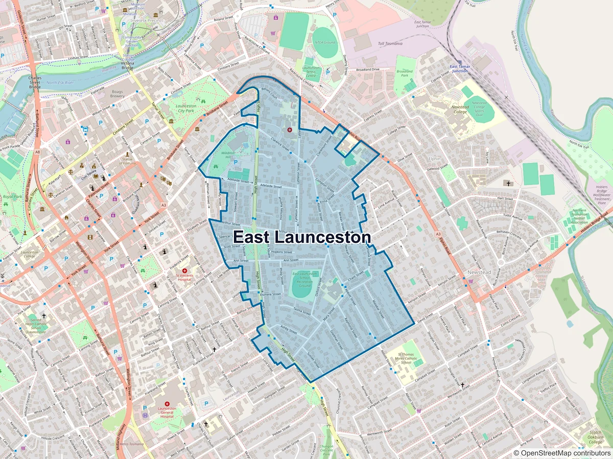 Map of East Launceston, TAS, Australia