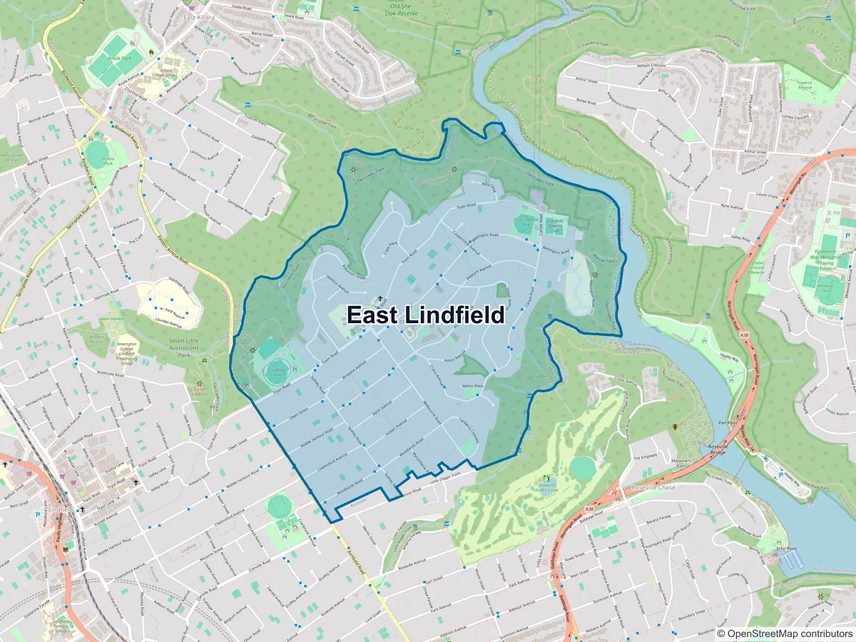 Map of East Lindfield, NSW, Australia
