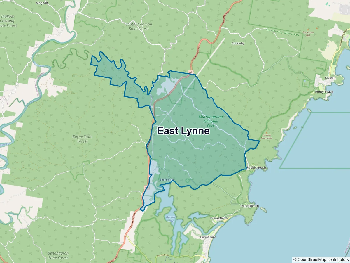 Map of East Lynne, NSW, Australia
