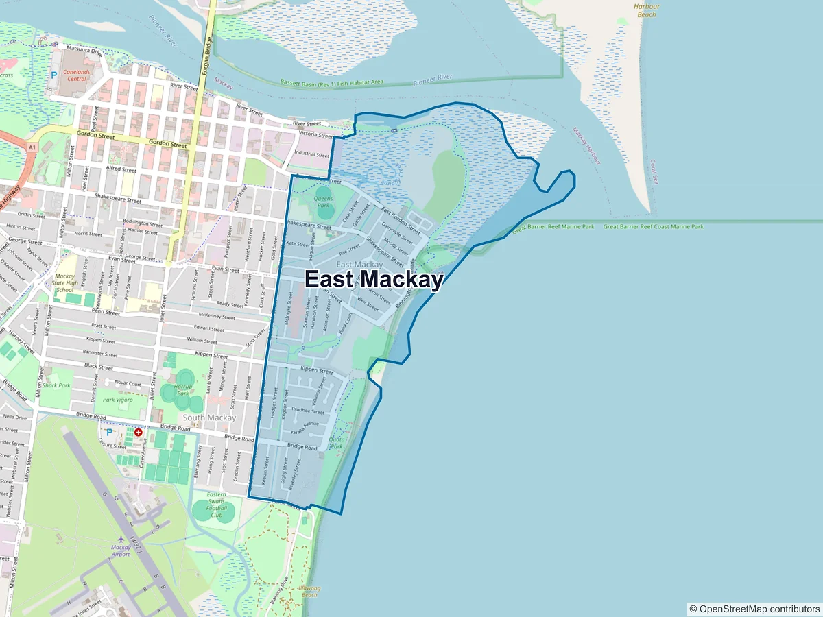 Map of East Mackay, QLD, Australia