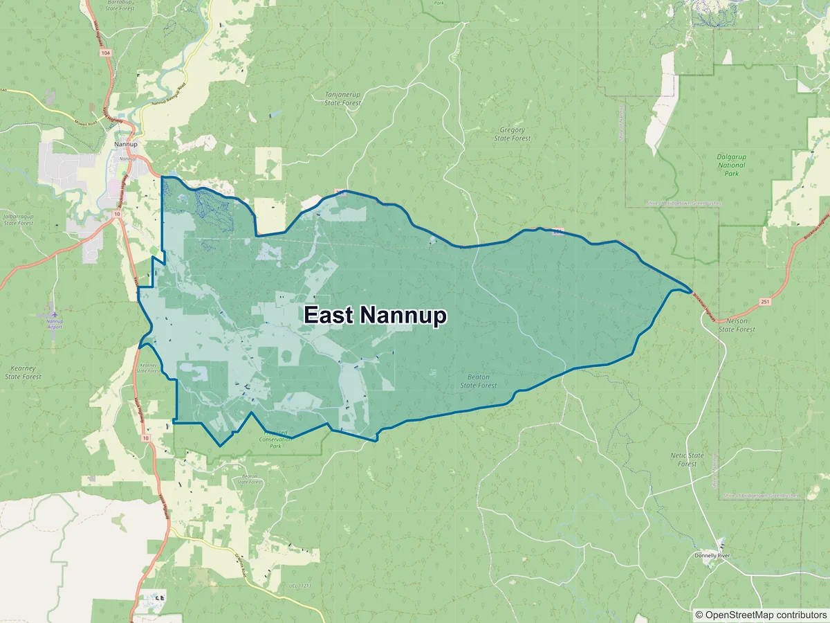 Map of East Nannup, WA, Australia