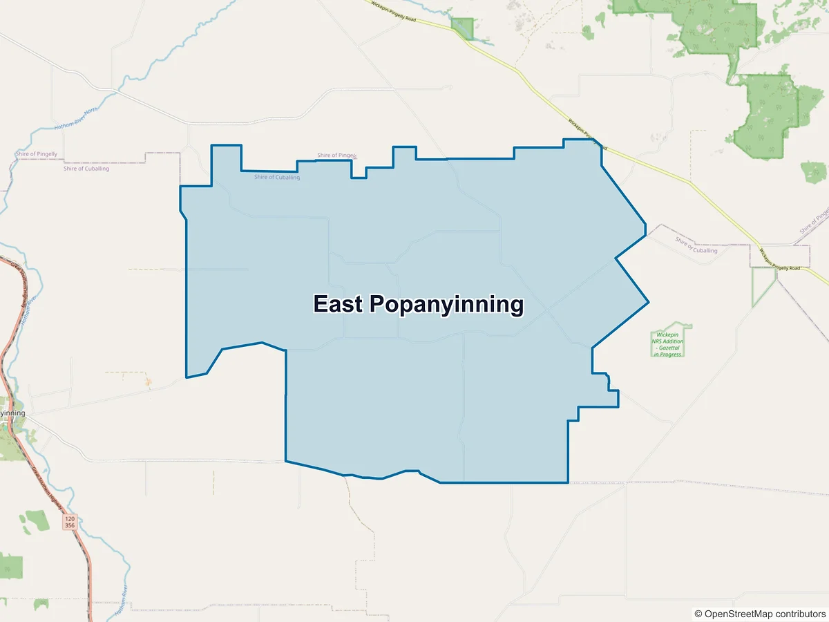 Map of East Popanyinning, WA, Australia