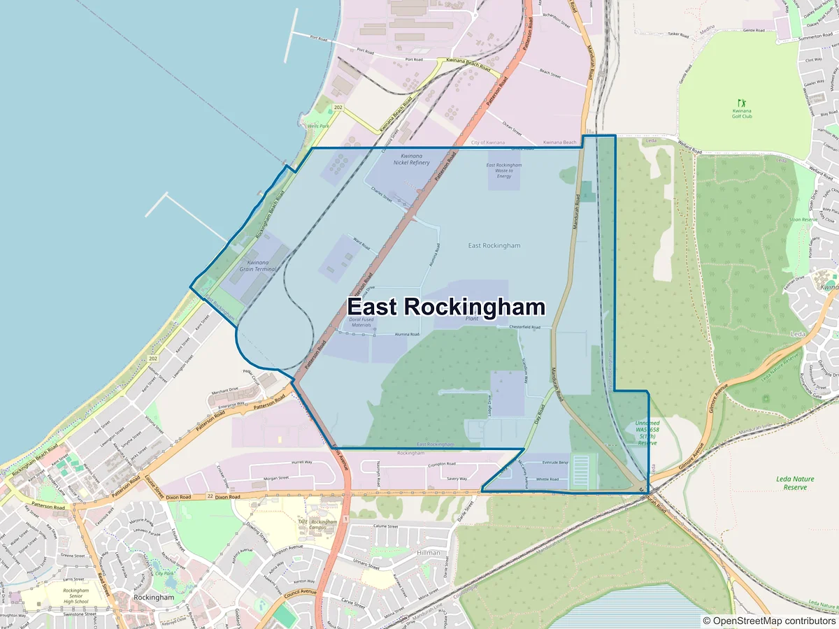 Map of East Rockingham, WA, Australia