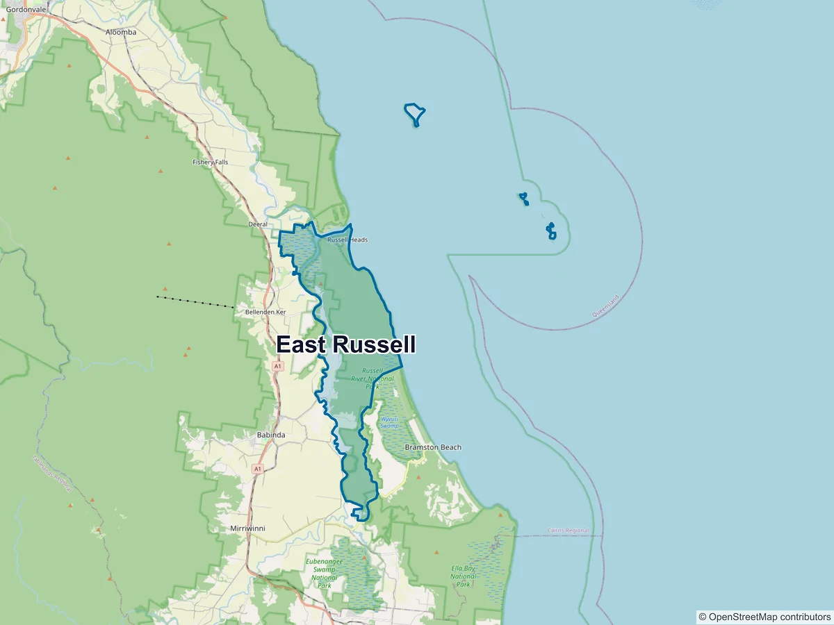 Map of East Russell, QLD, Australia