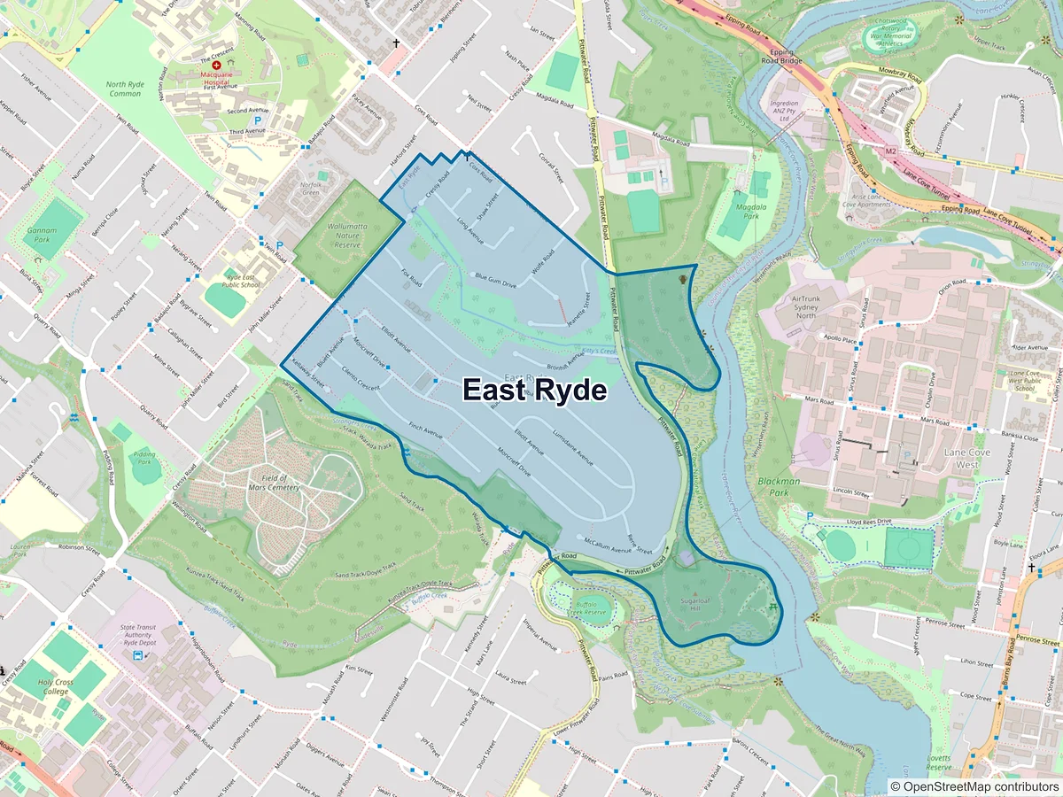Map of East Ryde, NSW, Australia
