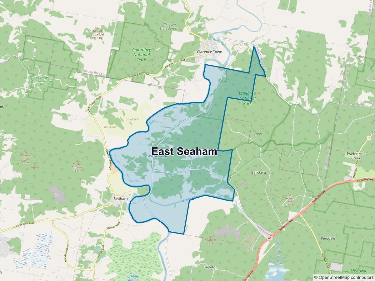 Map of East Seaham, NSW, Australia