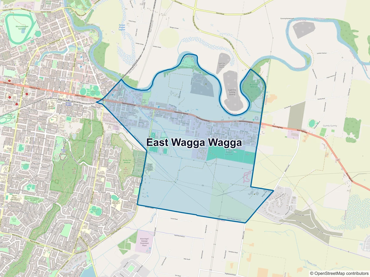 Map of East Wagga Wagga, NSW, Australia