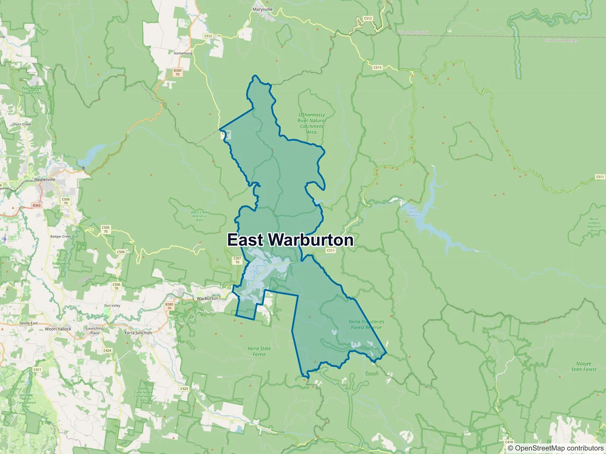 Map of East Warburton, VIC, Australia