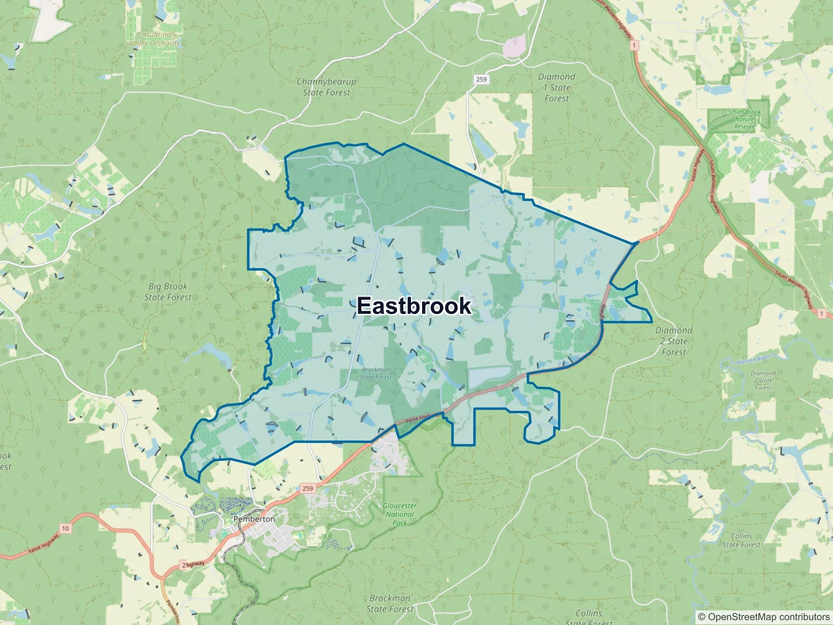 Map of Eastbrook, WA, Australia
