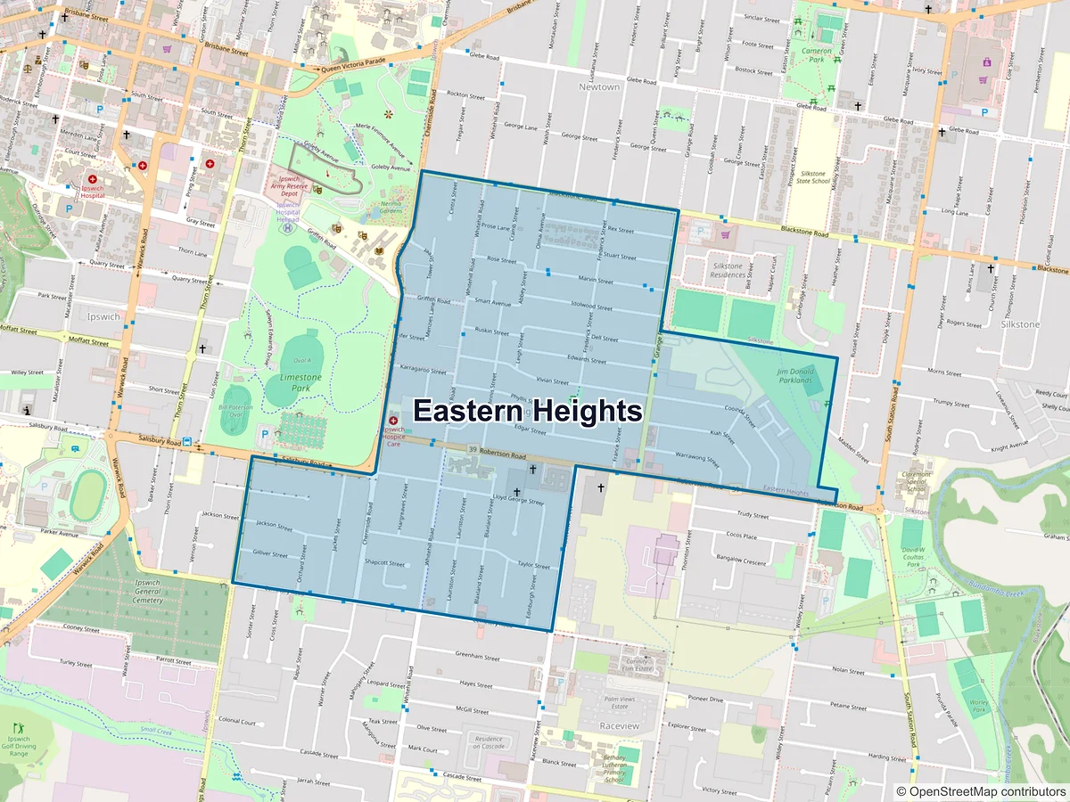 Map of Eastern Heights, QLD, Australia
