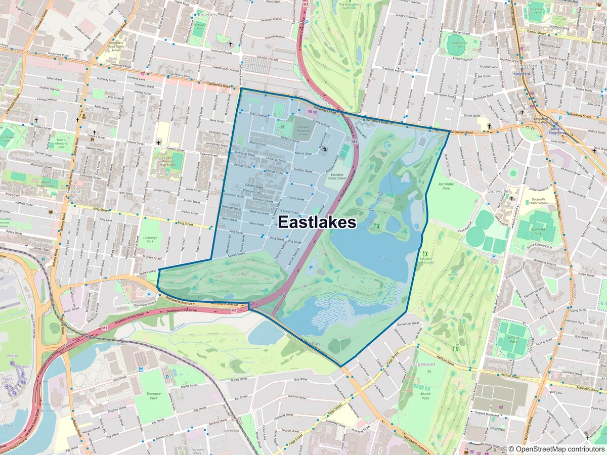 Map of Eastlakes, NSW, Australia