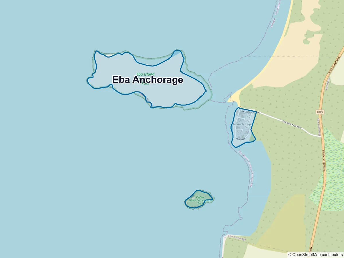 Map of Eba Anchorage, SA, Australia