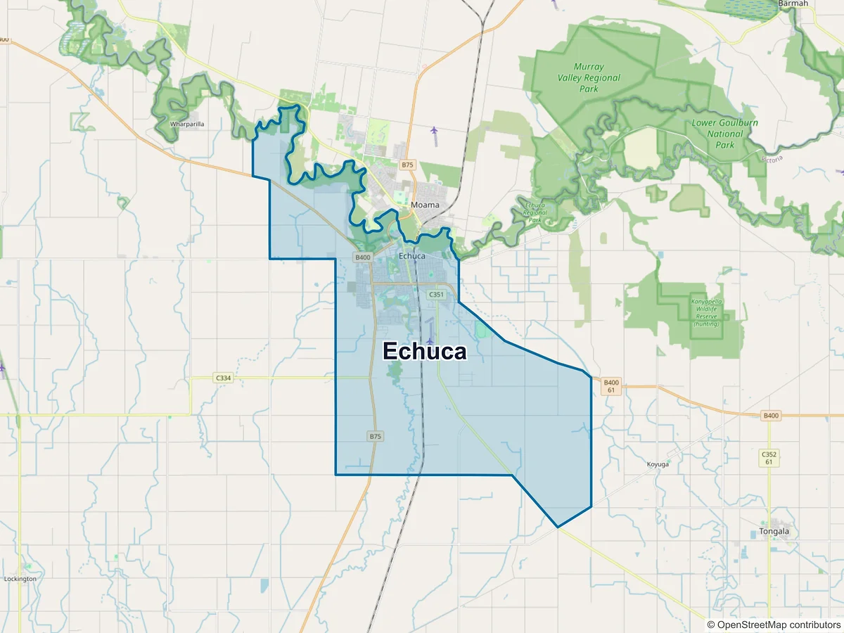 Map of Echuca, VIC, Australia