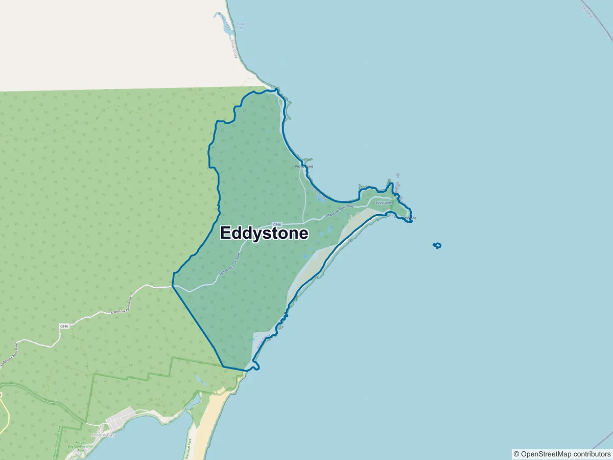 Map of Eddystone, TAS, Australia