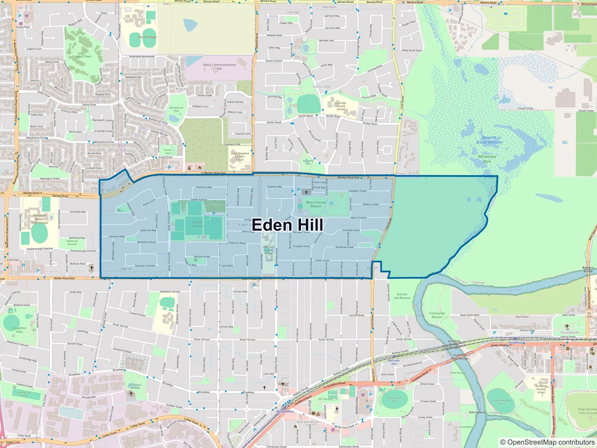 Map of Eden Hill, WA, Australia