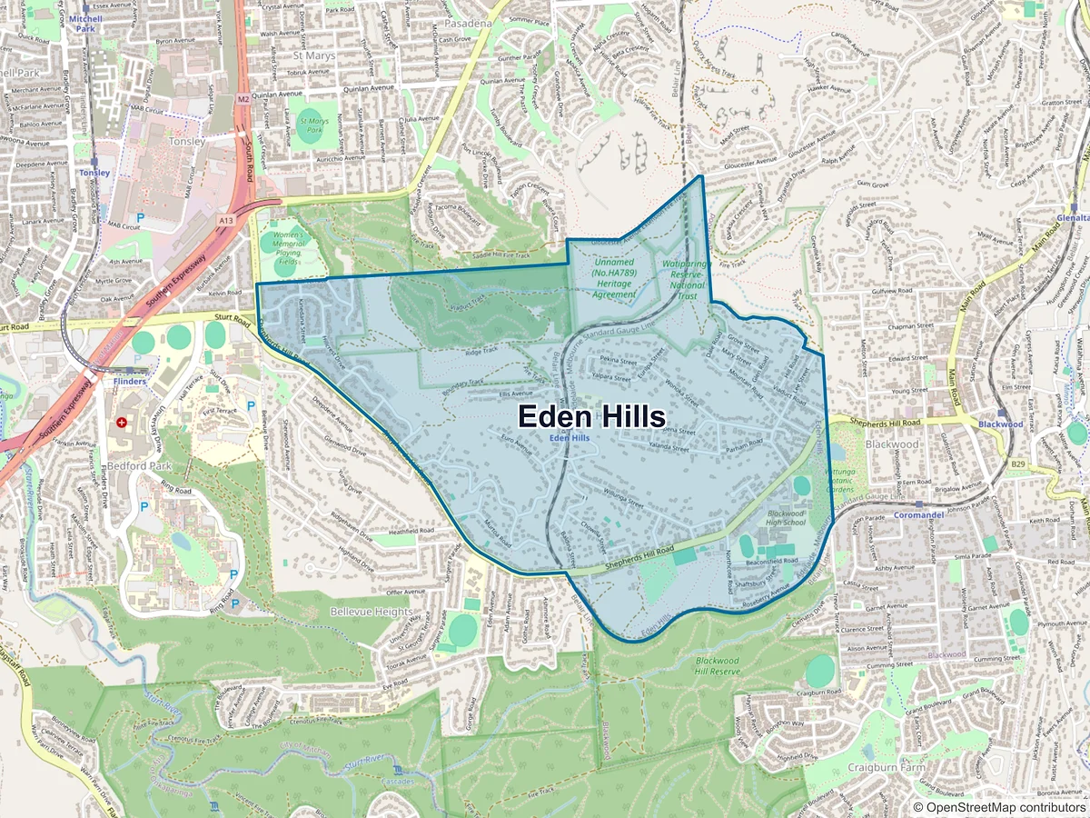 Map of Eden Hills, SA, Australia
