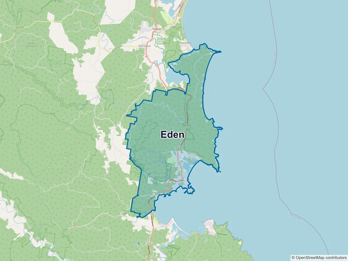 Map of Eden, NSW, Australia