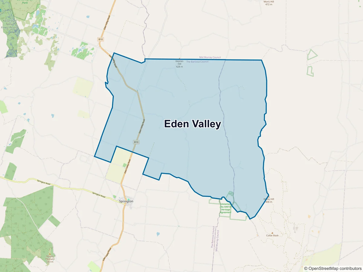 Map of Eden Valley, SA, Australia