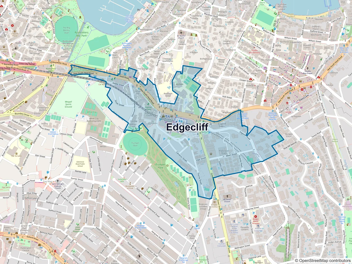 Map of Edgecliff, NSW, Australia