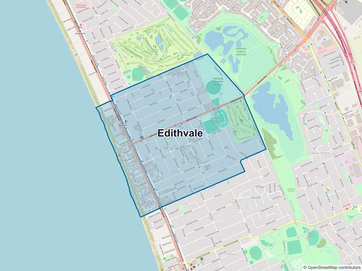 Map of Edithvale, VIC, Australia