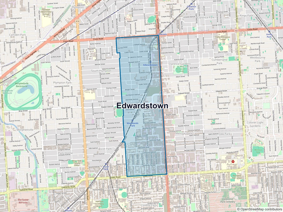 Map of Edwardstown, SA, Australia