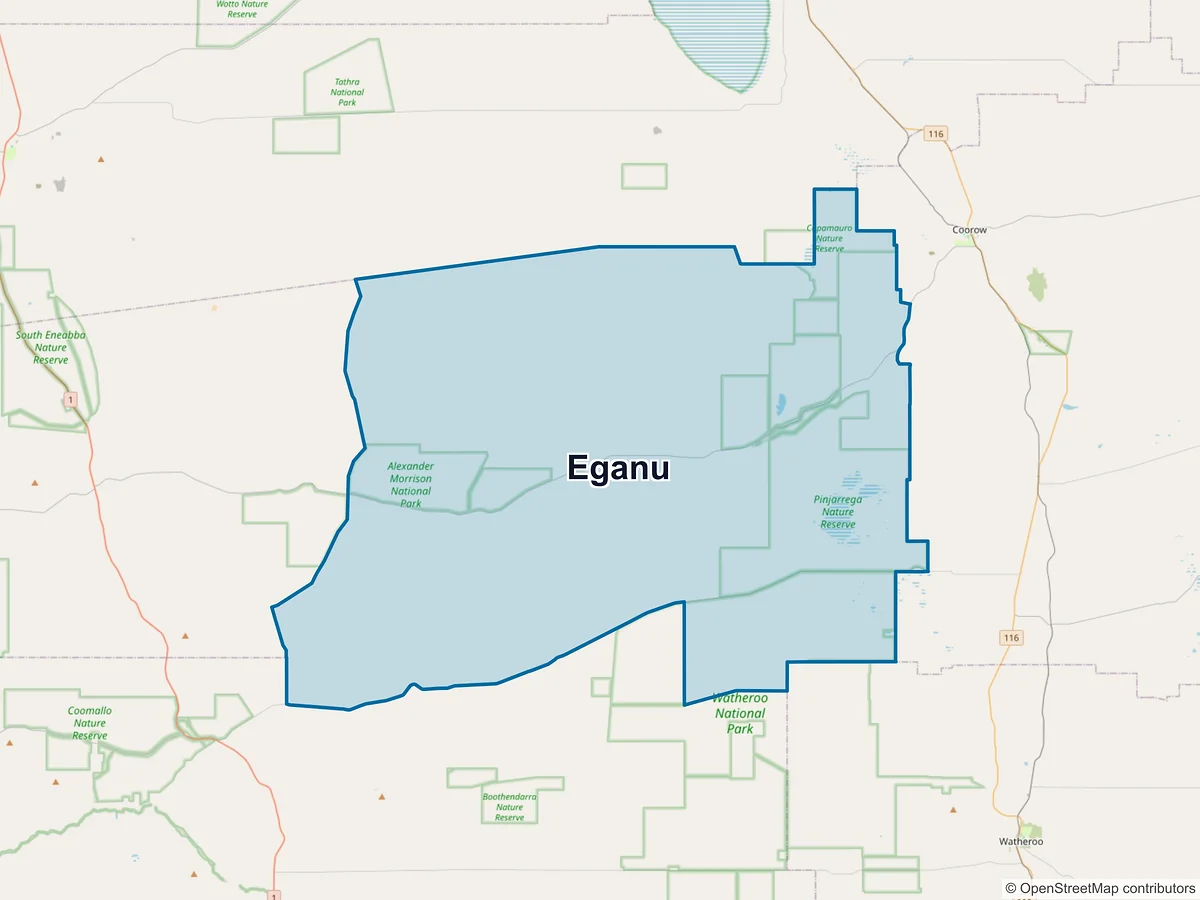 Map of Eganu, WA, Australia