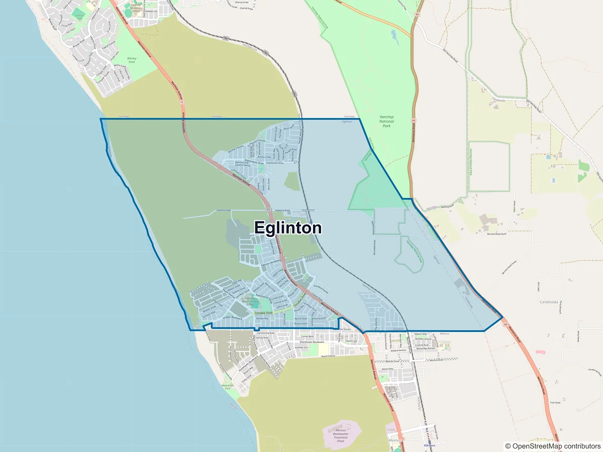 Map of Eglinton, WA, Australia