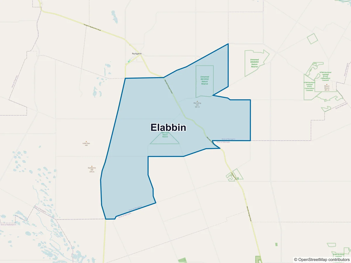 Map of Elabbin, WA, Australia