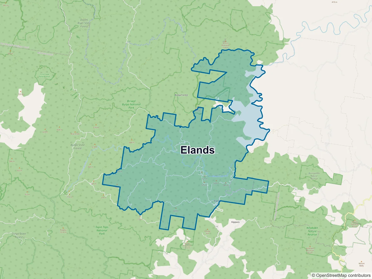 Map of Elands, NSW, Australia