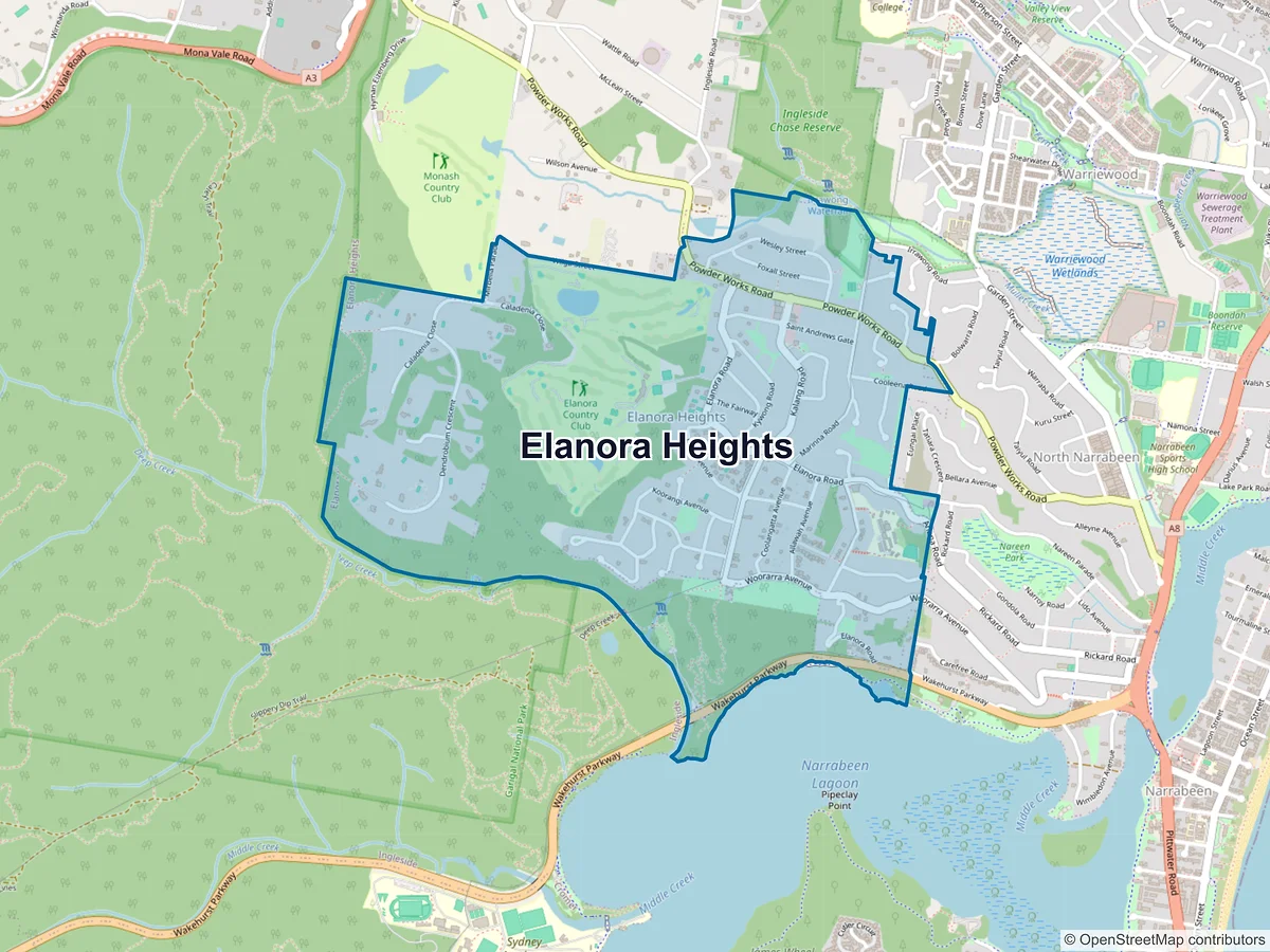 Map of Elanora Heights, NSW, Australia