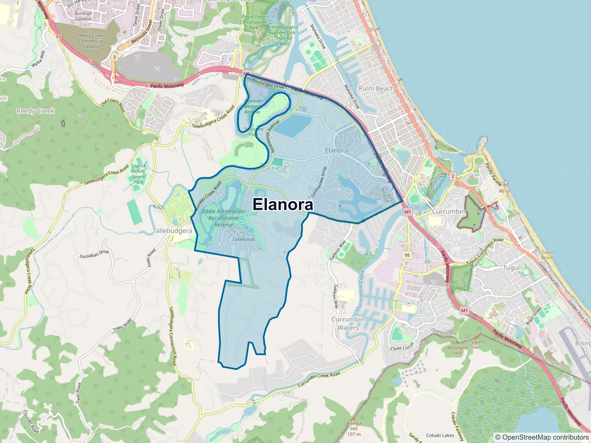 Map of Elanora, QLD, Australia
