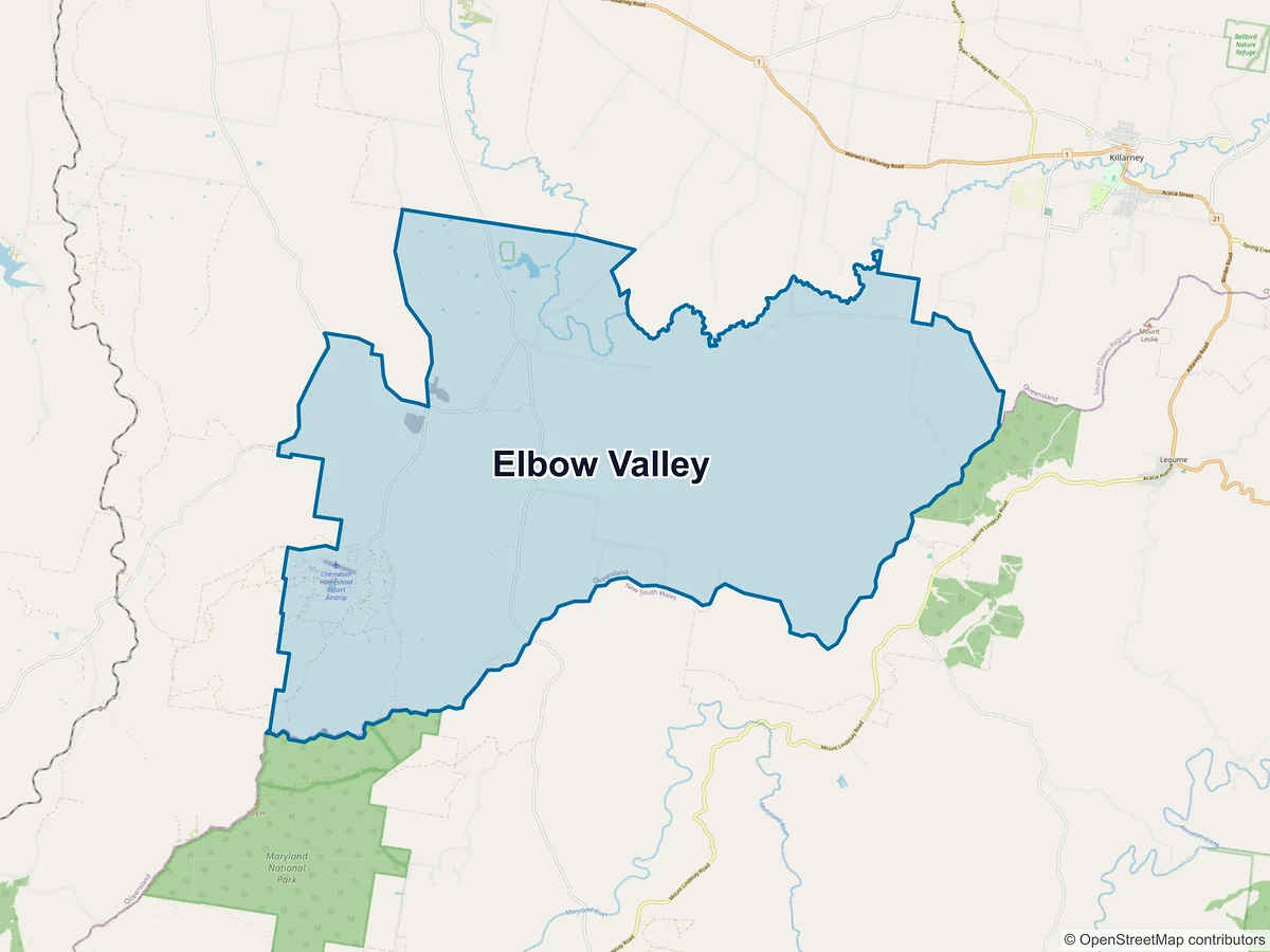 Map of Elbow Valley, QLD, Australia