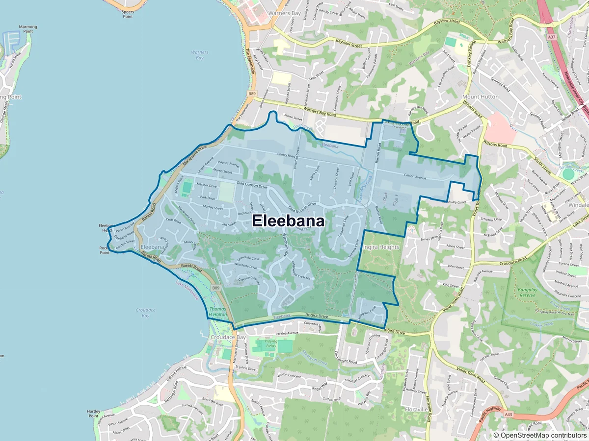 Map of Eleebana, NSW, Australia