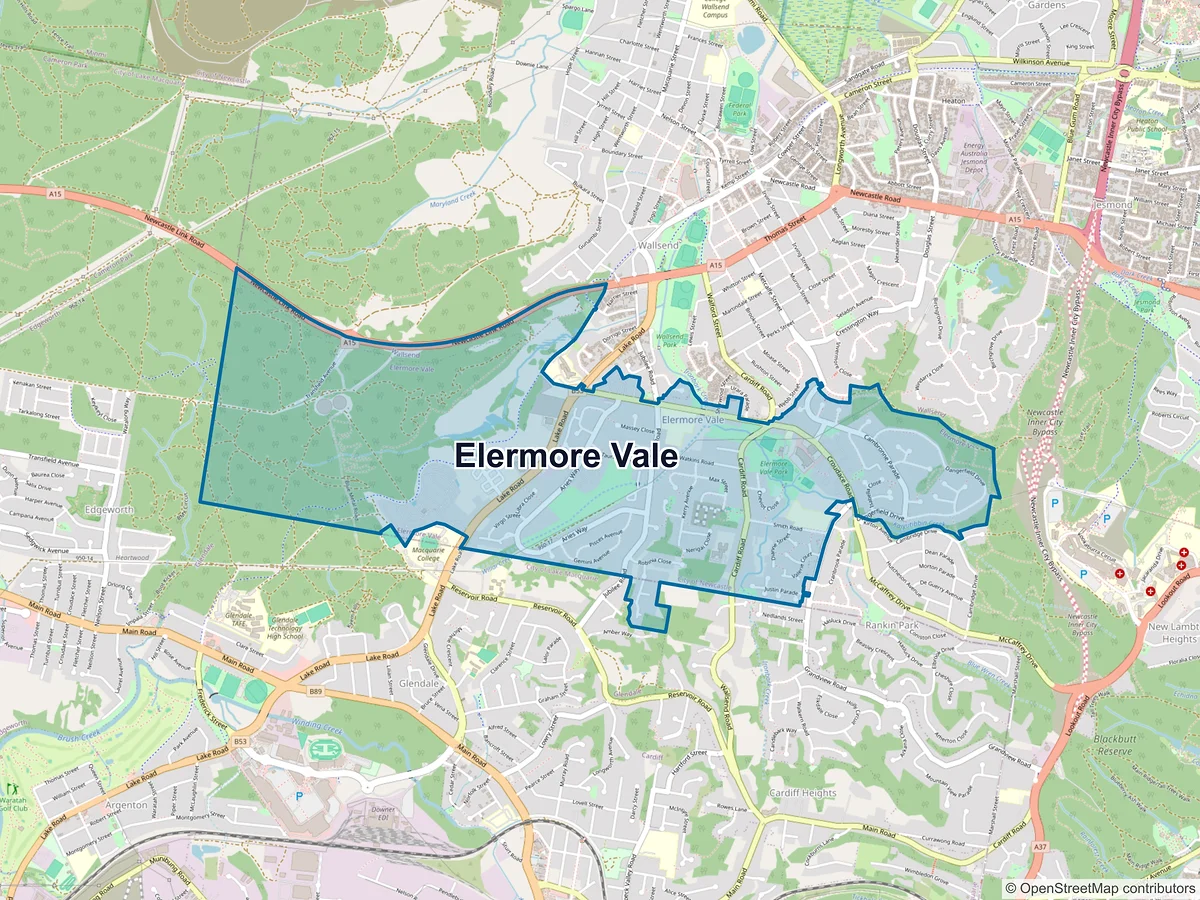 Map of Elermore Vale, NSW, Australia