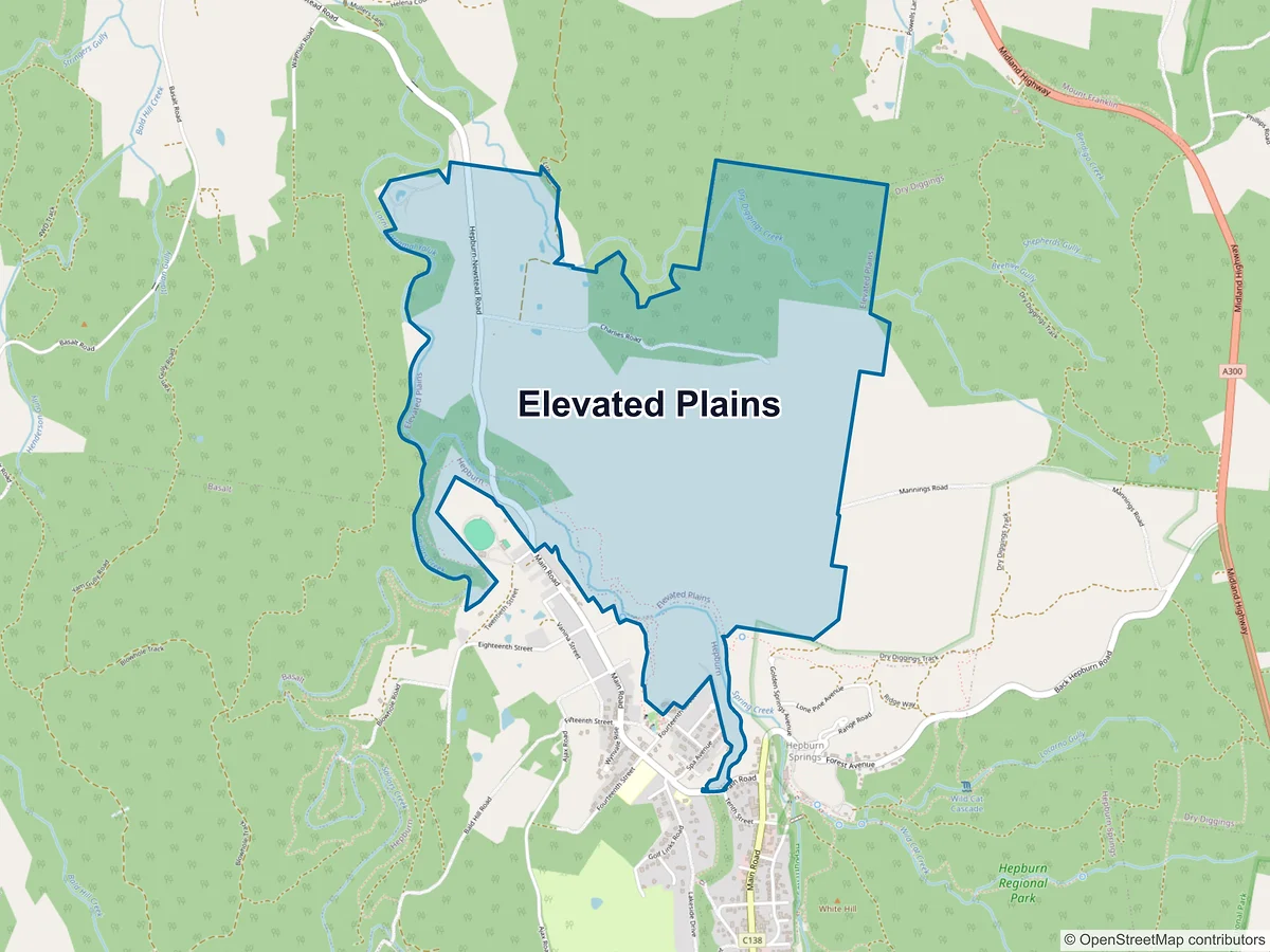 Map of Elevated Plains, VIC, Australia