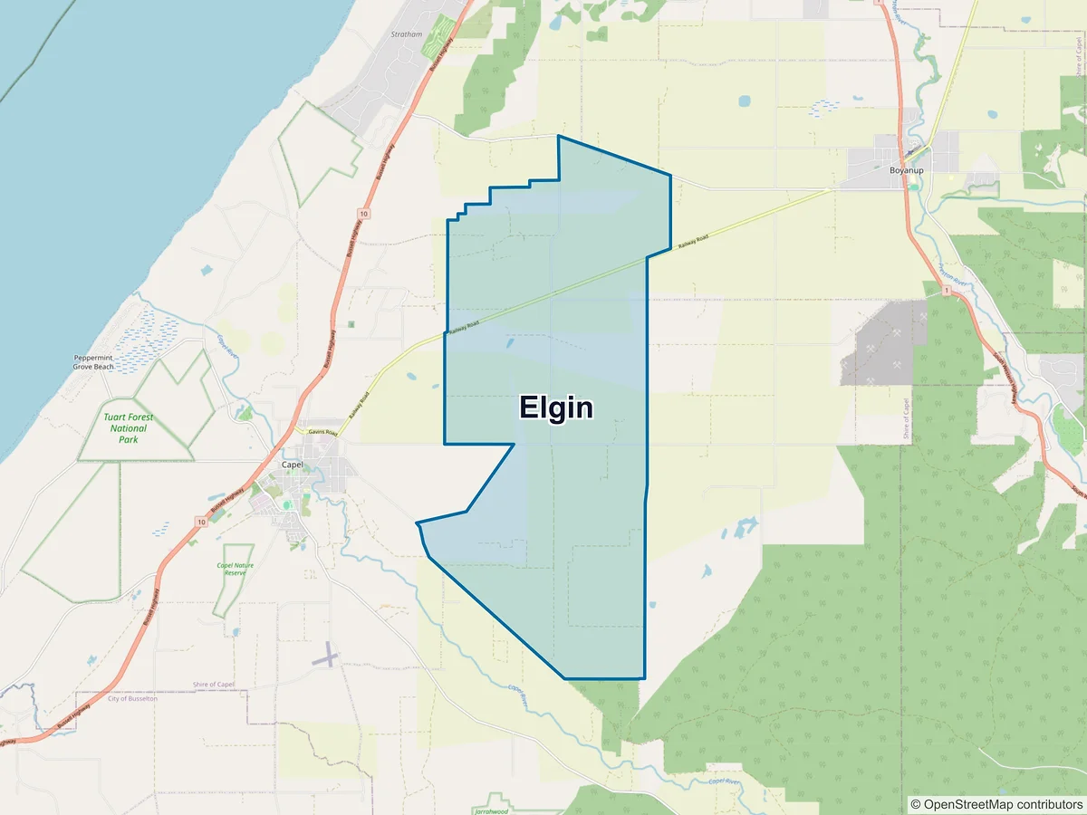 Map of Elgin, WA, Australia